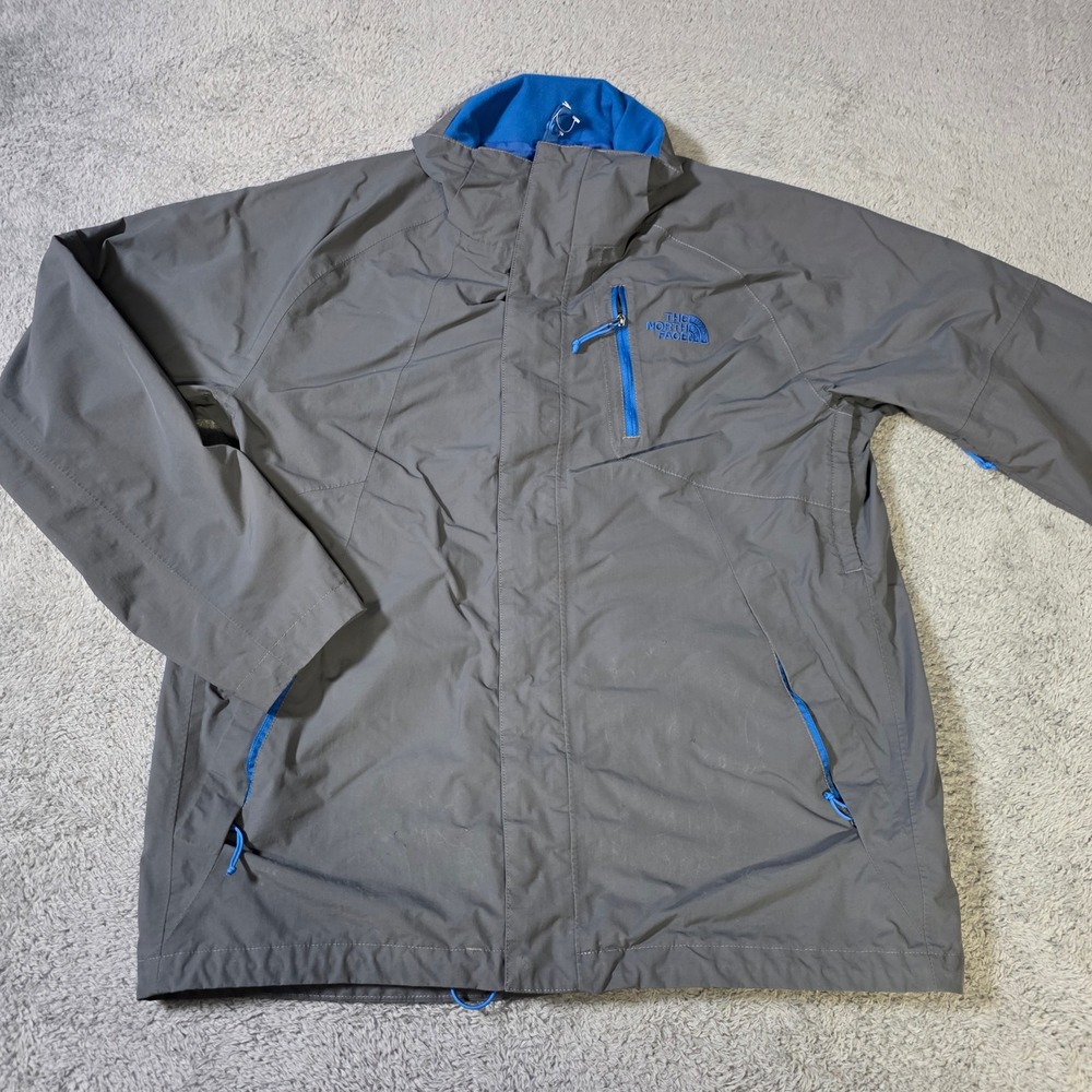 The North Face Mens Medium Shell Jacket Gray Blue Lightweight Full Zip Hiking